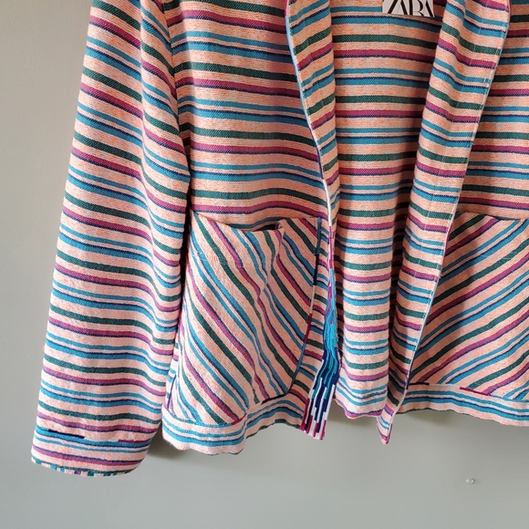 NWT Zara L Lagenlook Boho Hippie  Rainbow Neon Striped Oversized Leslie Shirt - Picture 8 of 15